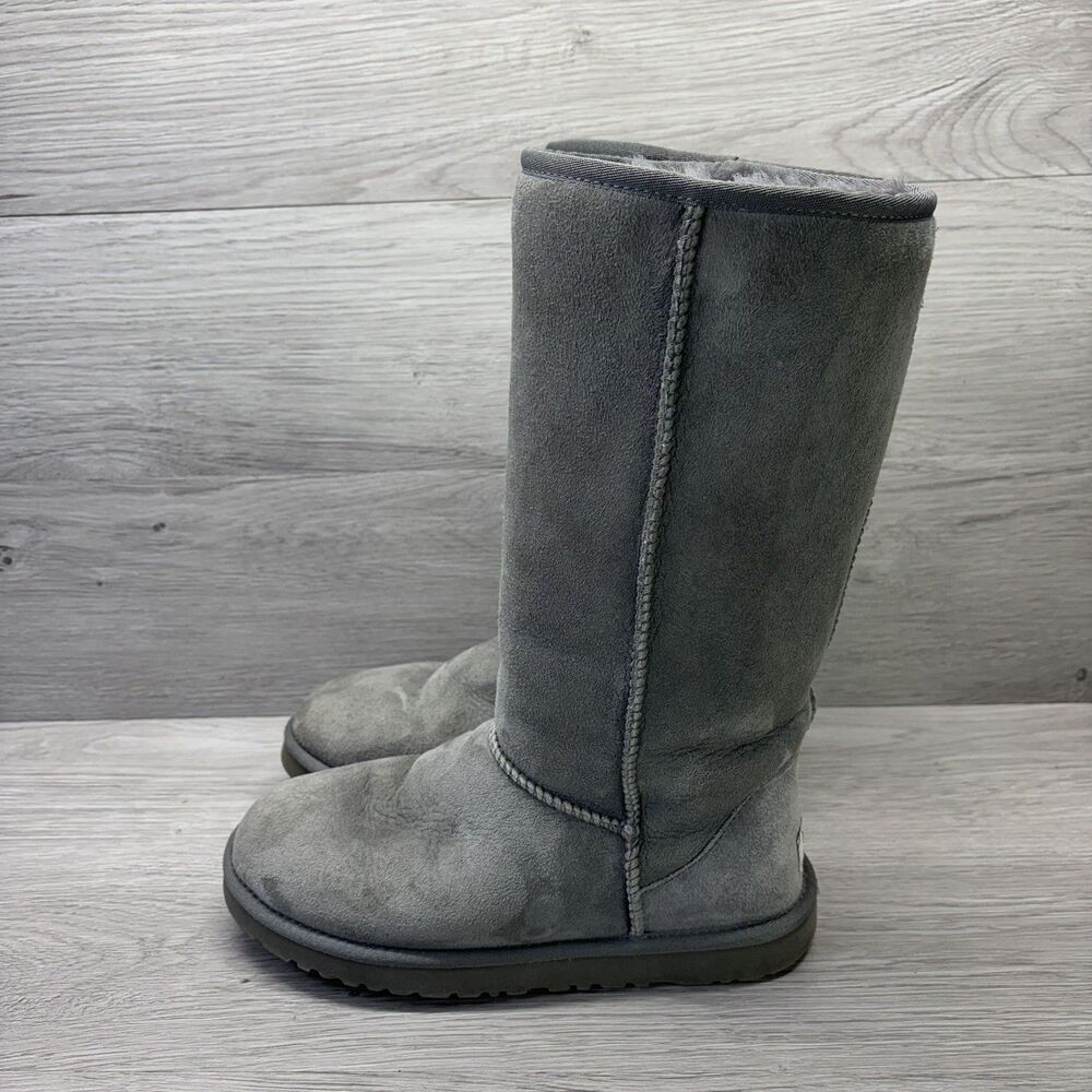 UGG Australia Women's Size 7 Shearling Boots Suede Classic Tall 5815 Gray - Picture 4 of 11